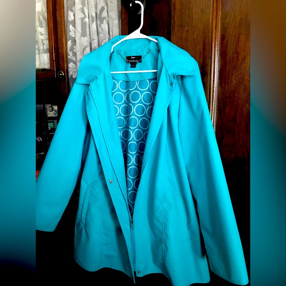 Brand new teal blue rain and casual jacket